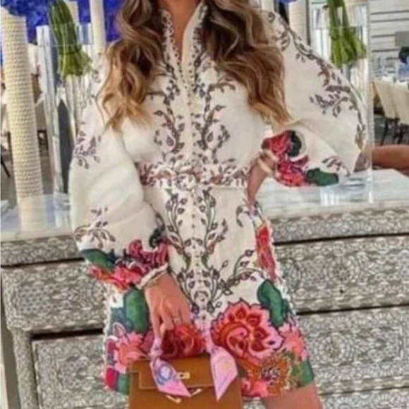 🌙 ZIMMERMAN LOVE STRUCK MINI LINEN DRESS 🌙 - Picture 2 of 8